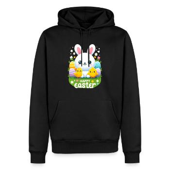Joyeux lapin de Pâques - Sweat à capuche Premium bio Homme - noir - Devant - Nico (187cm)