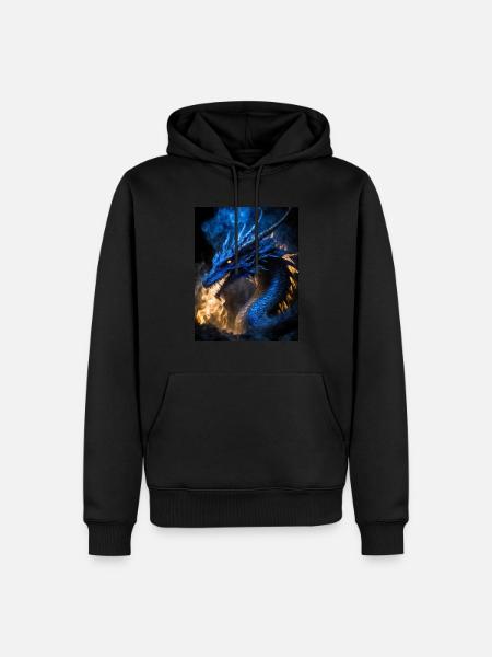 dunkelblauer Drache - Männer Premium Bio Hoodie - Schwarz