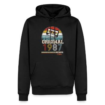 Elegant Retro Gift: 1987 Vintage - Men’s Premium Organic Hoodie - black - Front - Nico (187cm)