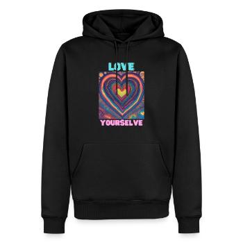 Aimez-vous - Sweat à capuche Premium bio Homme - noir - Devant - Nico (187cm)