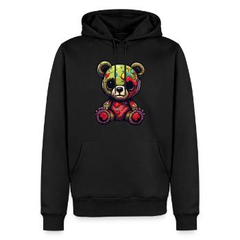 Ours en peluche / Peluche / Animal en peluche / Idée cadeau - Sweat à capuche Premium bio Homme - noir - Devant - Nico (187cm)