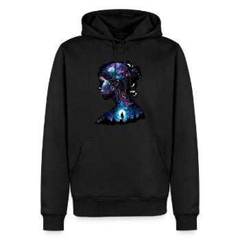 Silhouette / Wald / Porträt / Bäume / Person - Männer Premium Bio Hoodie - Schwarz - Vorne - Nico (187cm)
