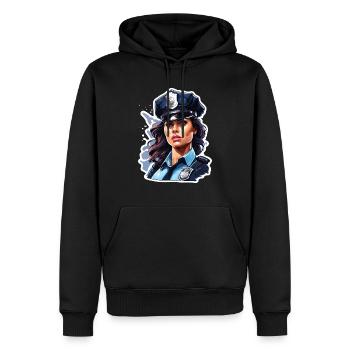 Police / Opérations / Profession / Emploi / Forces d’urgence - Sweat à capuche Premium bio Homme - noir - Devant - Nico (187cm)