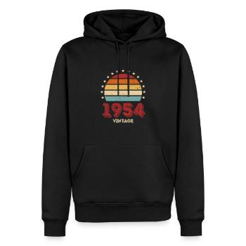 Vintage 1954 Retro Design 70th Birthday Gift Idea - Men’s Premium Organic Hoodie - black - Front - Nico (187cm)