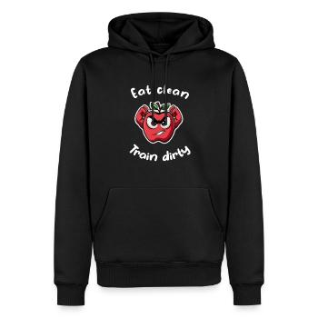 Eat clean,Train dirty - Funny Gym Design - Männer Premium Bio Hoodie - Schwarz - Vorne - Nico (187cm)