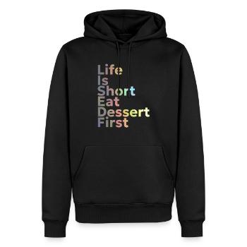 Life is Short - Männer Premium Bio Hoodie - Schwarz - Vorne - Nico (187cm)