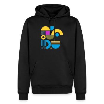"Modern Look Yellow Blue" - Männer Premium Bio Hoodie - Schwarz - Vorne - Nico (187cm)