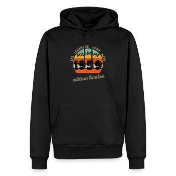 les Legendes Sont Nees en 1959 cadeau 65 ans - Sweat à capuche Premium bio Homme - noir - Devant - Nico (187cm)