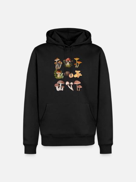 Verschiedene Pilze - Männer Premium Bio Hoodie - Schwarz