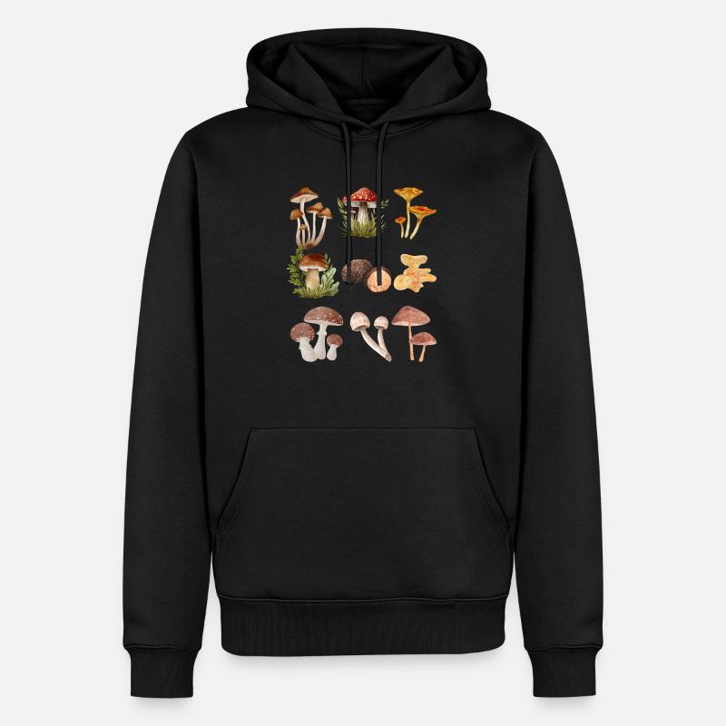 Verschiedene Pilze - Männer Premium Bio Hoodie - Schwarz