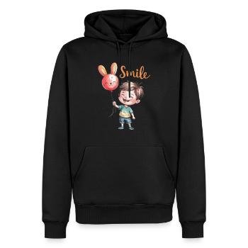 T-shirt "Sourire Enfantin - Sourire et Joie" - Sweat à capuche Premium bio Homme - noir - Devant - Nico (187cm)