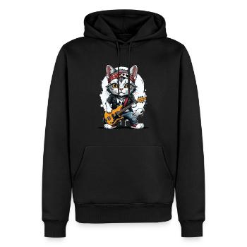 Cat Rocker Cat HardRock Gift - Sweat à capuche Premium bio Homme - noir - Devant - Nico (187cm)