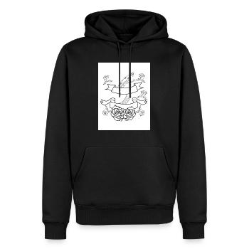 Flower Tattoo Coloring Page Pattern - Men’s Premium Organic Hoodie - black - Front - Nico (187cm)