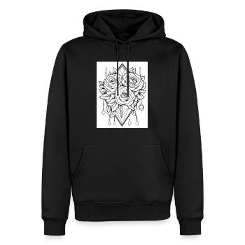 Flower Tattoo #19 Coloring Page Pattern - Men’s Premium Organic Hoodie - black - Front - Nico (187cm)