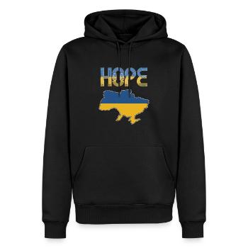 Hoffnung für die Ukraine – Patriotisches Unterstützungsdesign - Männer Premium Bio Hoodie - Schwarz - Vorne - Nico (187cm)