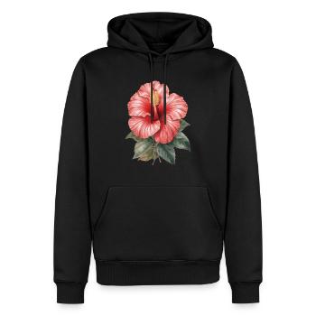 Hibiscus Blossom - Men’s Premium Organic Hoodie - black - Front - Nico (187cm)