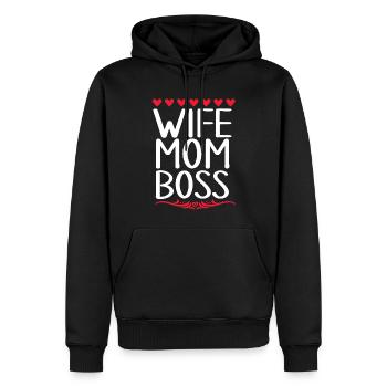 Maman Fête des Mères Idée Cadeau Enceinte - Sweat à capuche Premium bio Homme - noir - Devant - Nico (187cm)