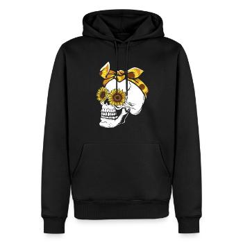 Citrouille squelette d’Halloween - Sweat à capuche Premium bio Homme - noir - Devant - Nico (187cm)