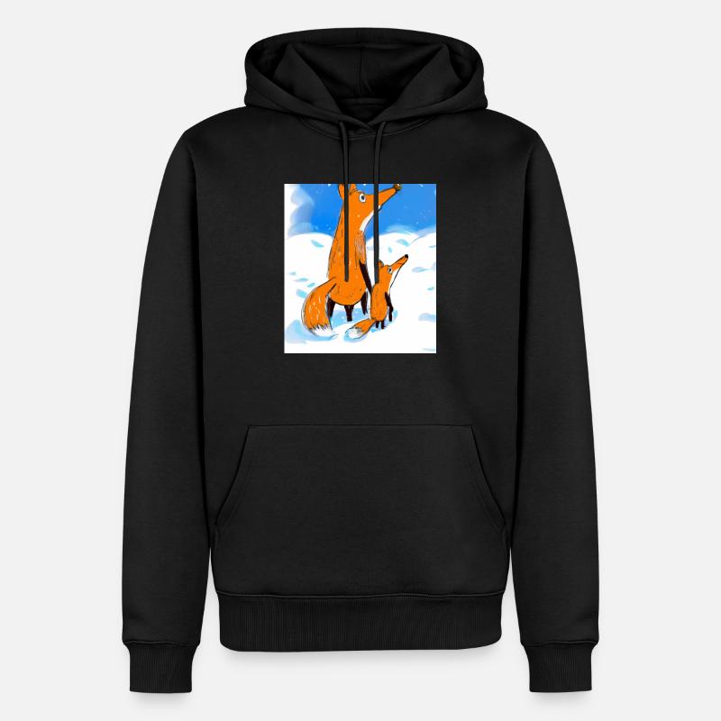 Fuchs im Schnee - Männer Premium Bio Hoodie - Schwarz