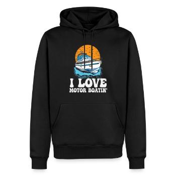 I Love Motor Boatin' Pontooning Motorboat Captain - Männer Premium Bio Hoodie - Schwarz - Vorne - Nico (187cm)