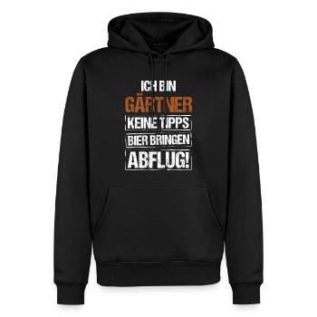 Ich bin Gärtner - Bier bringen und Abflug - Männer Premium Bio Hoodie - Schwarz - Vorne - Nico (187cm)