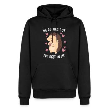 Hedgie, il fait ressortir le meilleur de moi hérisson - Sweat à capuche Premium bio Homme - noir - Devant - Nico (187cm)