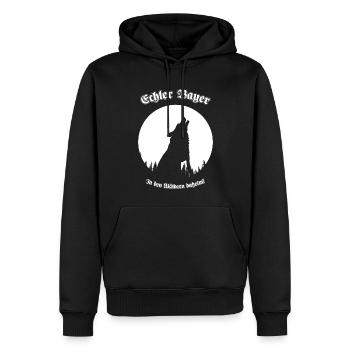 Echter Bayer - In den Wäldern daheim Wolf Mond - Männer Premium Bio Hoodie - Schwarz - Vorne - Nico (187cm)