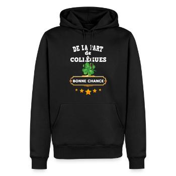Les Collègues inoubliables Cadeau Départ Collègue - Sweat à capuche Premium bio Homme - noir - Devant - Nico (187cm)