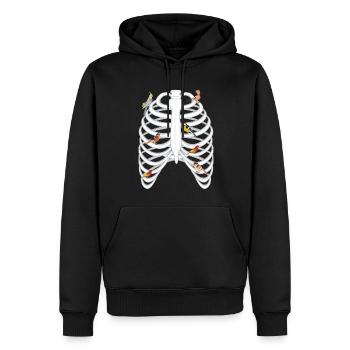 Cage thoracique Au Petit Oiseaux Libre - Sweat à capuche Premium bio Homme - noir - Devant - Nico (187cm)