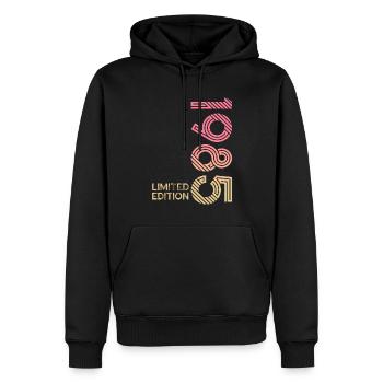 1985 Vintage Edition Limitée - Sweat à capuche Premium bio Homme - noir - Devant - Nico (187cm)