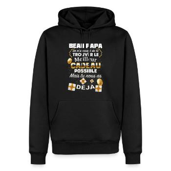 Mon Beau Papa adoré cadeau humour beau-père - Sweat à capuche Premium bio Homme - noir - Devant - Nico (187cm)