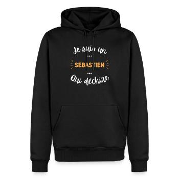 je suis un Sébastien qui déchire - Sweat à capuche Premium bio Homme - noir - Devant - Nico (187cm)