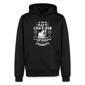 Mon Papy Est Un Chasseur Cool Cadeau Chasse - Sweat à capuche Premium bio Homme - noir - Devant - Nico (187cm)