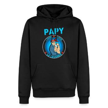 Papy le mythe la légende Humour Grand Père Vintage - Sweat à capuche Premium bio Homme - noir - Devant - Nico (187cm)