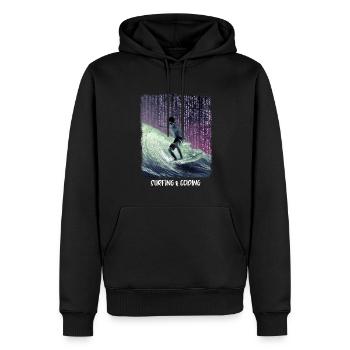 Surfing & Coding - Men’s Premium Organic Hoodie - black - Front - Nico (187cm)