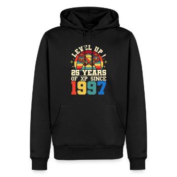 Level 25 1997 Geburtstag Gamer 25 Jahre - Männer Premium Bio Hoodie - Schwarz - Vorne - Nico (187cm)