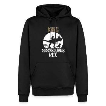 Daddysaurus König Rex Vater und Kind - Männer Premium Bio Hoodie - Schwarz - Vorne - Nico (187cm)