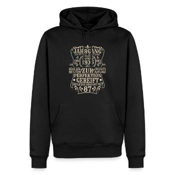 Geburtstagsgeschenk Geboren 1936 87 Jahre - Männer Premium Bio Hoodie - Schwarz - Vorne - Nico (187cm)