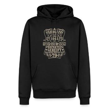 Geburtstagsgeschenk Geboren 1944 79 Jahre - Männer Premium Bio Hoodie - Schwarz - Vorne - Nico (187cm)