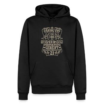 Geburtstagsgeschenk Geboren 2002 21 Jahre - Männer Premium Bio Hoodie - Schwarz - Vorne - Nico (187cm)