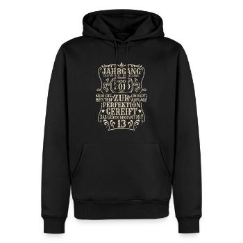 Geburtstagsgeschenk Geboren 2010 13 Jahre - Männer Premium Bio Hoodie - Schwarz - Vorne - Nico (187cm)