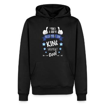 Kiné vraiment cool Cadeau métier kinésithérapeute - Sweat à capuche Premium bio Homme - noir - Devant - Nico (187cm)