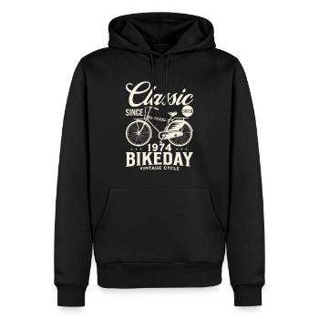 Fahrrad Jahr 1974 Radfahrer 50 Jahre Jubiläum - Männer Premium Bio Hoodie - Schwarz - Vorne - Nico (187cm)