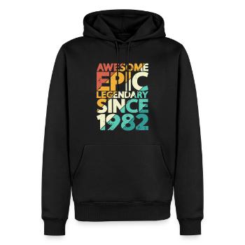 1982 Naissance 40e anniversaire - Sweat à capuche Premium bio Homme - noir - Devant - Nico (187cm)