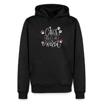 Les chats dominent le monde - Sweat à capuche Premium bio Homme - noir - Devant - Nico (187cm)