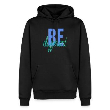 Be different- Sei anders! - Männer Premium Bio Hoodie - Schwarz - Vorne - Nico (187cm)