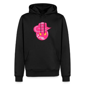 bowling chapeau cowboy face cartoon - Sweat à capuche Premium bio Homme - noir - Devant - Nico (187cm)