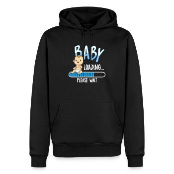 Petit garçon chargement charge garçon grossesse - Sweat à capuche Premium bio Homme - noir - Devant - Nico (187cm)