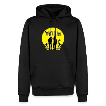 too old to die young - Männer Premium Bio Hoodie - Schwarz - Vorne - Nico (187cm)