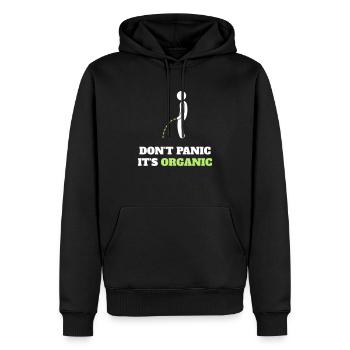 Keine Panik, es ist organisch! - Männer Premium Bio Hoodie - Schwarz - Vorne - Nico (187cm)